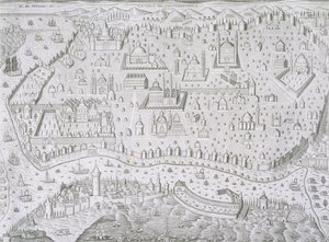 Town Map of Constantinople, Turkey, c.1650